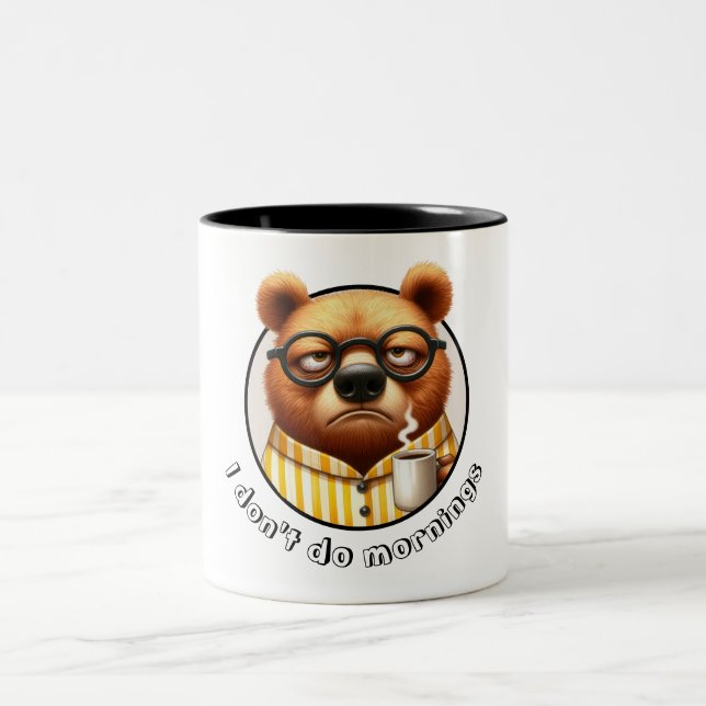 Caneca De Café Em Dois Tons Eu não faço manhãs Urso (Centro)