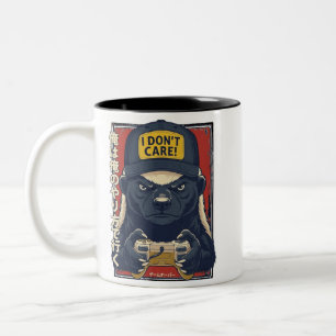 Caneca De Café Em Dois Tons Eu Não Me Importo - Design de Honey Badger Gamer,