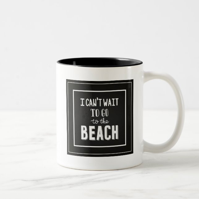 Caneca De Café Em Dois Tons Eu não posso esperar para ir à praia (Direita)