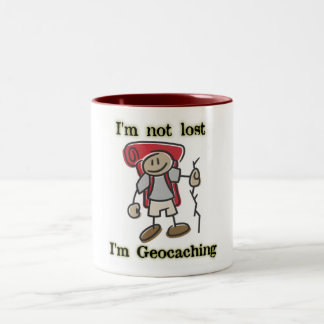 Caneca De Café Em Dois Tons "Eu não sou" gráfico perdido de Geocaching em