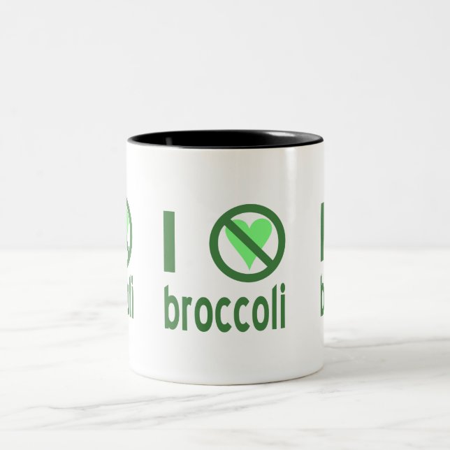 Caneca De Café Em Dois Tons Eu Odeio Brócolis Texto Verde (Centro)