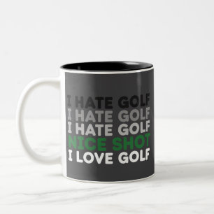 Caneca De Café Em Dois Tons Eu Odeio Golfe Ótimo Golpe Eu Amo Golfe Amante do