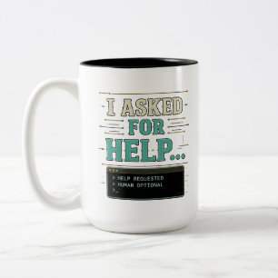 Caneca De Café Em Dois Tons Eu Pedi Ajuda Camisa de Humor de IA Engraçada
