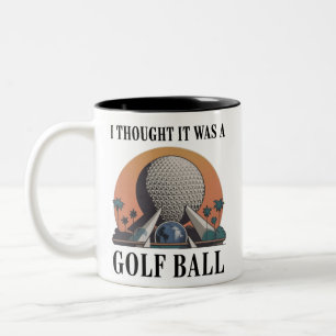 Caneca De Café Em Dois Tons Eu pensei que era uma bola de golfe amante de golf