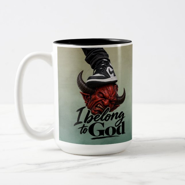 Caneca De Café Em Dois Tons Eu pertenço a Deus (Esquerda)