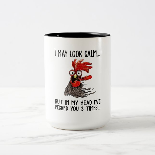 Caneca De Café Em Dois Tons Eu posso parecer calma, mas na minha cabeça, eu te (Centro)