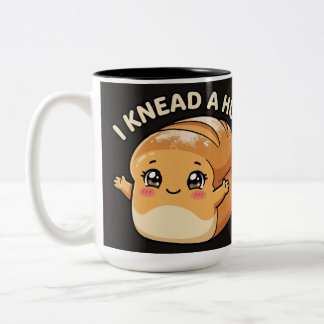Caneca De Café Em Dois Tons Eu Preciso de um Abraço — Pão Kawaii