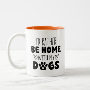 Caneca De Café Em Dois Tons Eu Preferencialmente De Estar Em Casa Com Meus Cãe