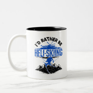 Caneca De Café Em Dois Tons Eu Preferencialmente De Ser Helicóptero De Esqui