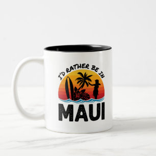 Caneca De Café Em Dois Tons Eu Preferencialmente Em Maui Hawaii