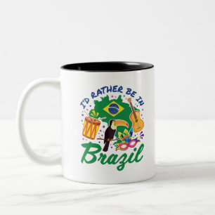 Caneca De Café Em Dois Tons Eu Preferencialmente no Brasil Viagem Souvenir