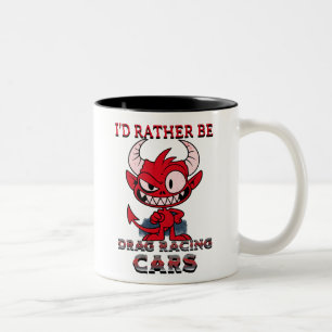 Caneca De Café Em Dois Tons Eu Preferiria Estar Correndo em Dragões Carro de C