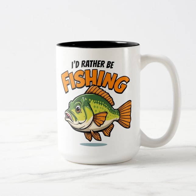 Caneca De Café Em Dois Tons Eu Preferiria Estar Pescando  (Direita)