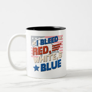 Caneca De Café Em Dois Tons Eu sangrava vermelho, branco e azul - Patriótico a