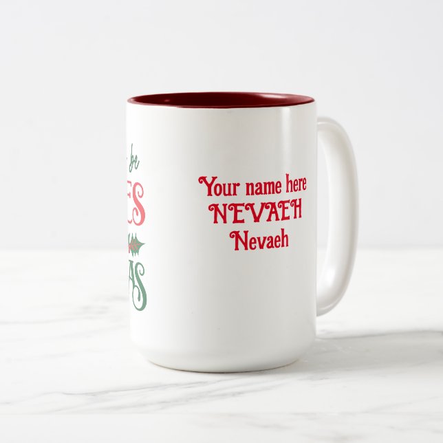 Caneca De Café Em Dois Tons eu serei os gnomos do Natal. (Frente Esquerda)