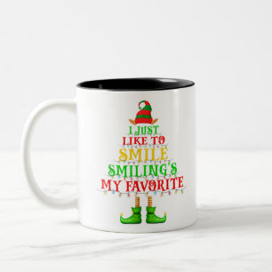 Caneca De Café Em Dois Tons Eu só gosto de sorrir é meu favorito engraçado X