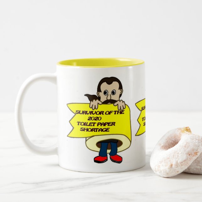 Caneca De Café Em Dois Tons Eu sobrevivi (Com Donut)