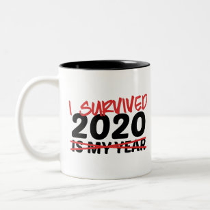 Caneca De Café Em Dois Tons Eu Sobrevivi a 2020