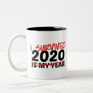 Caneca De Café Em Dois Tons Eu Sobrevivi a 2020