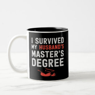 Caneca De Café Em Dois Tons Eu Sobrevivi à Formatura do Mestrado do Meu Marido