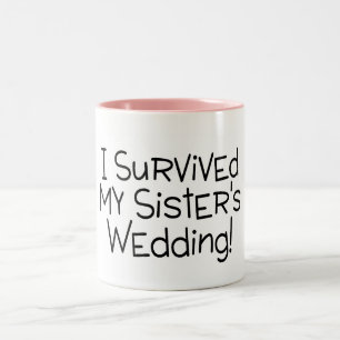 Caneca De Café Em Dois Tons Eu sobrevivi ao preto do casamento da minha irmã