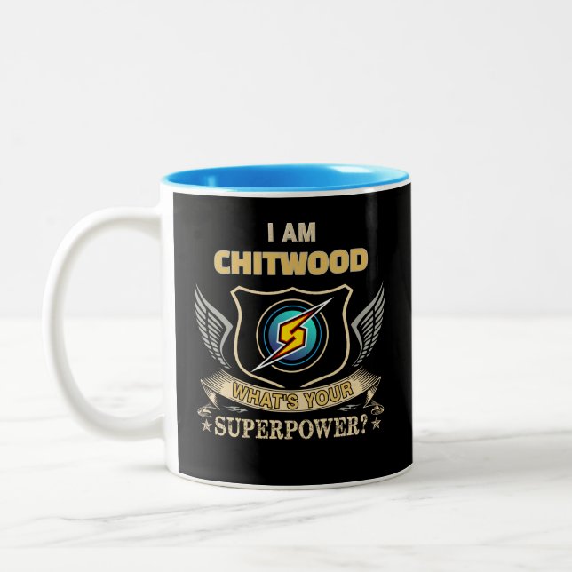 Caneca De Café Em Dois Tons Eu Sou CHITWOOD Qual é Seu Superpoder (Esquerda)