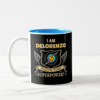 Caneca De Café Em Dois Tons Eu Sou DELORENZO Qual É Seu Superpoder