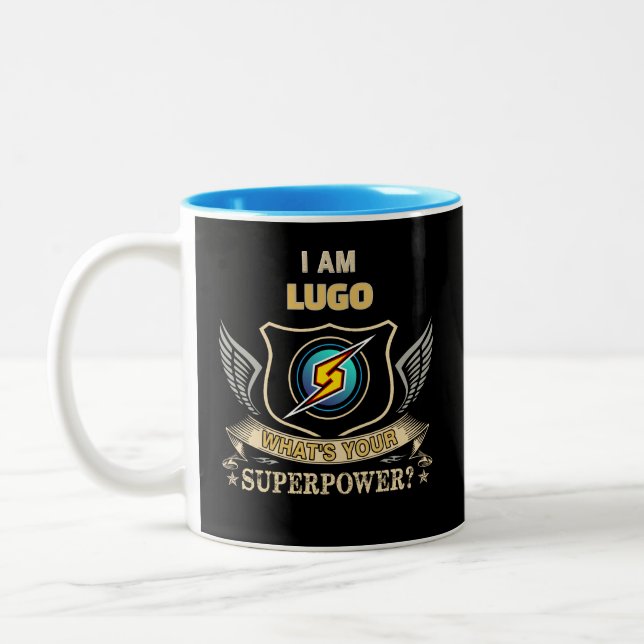 Caneca De Café Em Dois Tons Eu Sou LUGO Qual É Seu Superpoder (Esquerda)