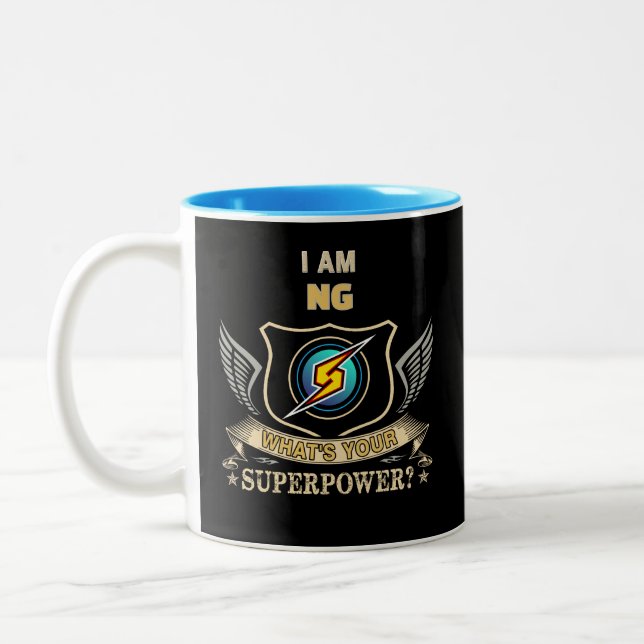 Caneca De Café Em Dois Tons Eu Sou NG Qual É Seu Superpoder (Esquerda)