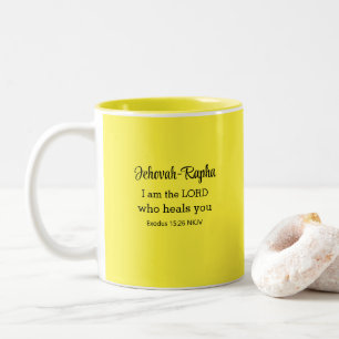 Caneca De Café Em Dois Tons Eu sou o Senhor que cura seu amarelo-direito bíbli
