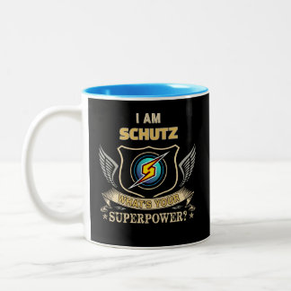 Caneca De Café Em Dois Tons Eu Sou SCHUTZ Qual É Seu Superpoder