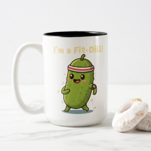 Caneca De Café Em Dois Tons Eu sou um Fit-Dill! Design de trocadilho engraçado