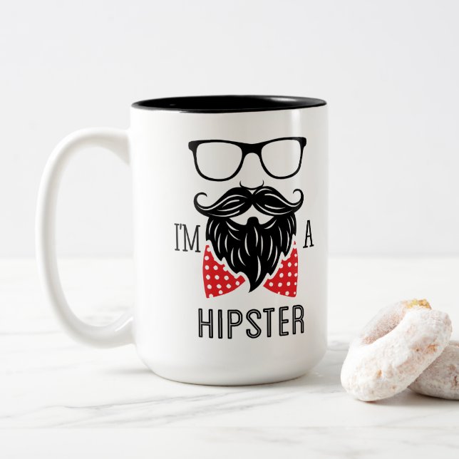 Caneca De Café Em Dois Tons Eu sou um Hipster (Com Donut)
