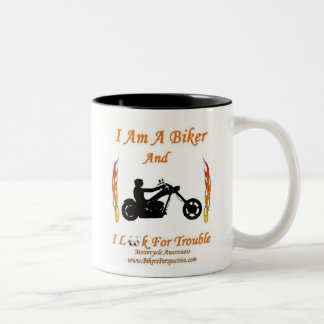 Caneca De Café Em Dois Tons Eu sou um motociclista e eu procuro o problema