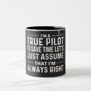 Caneca De Café Em Dois Tons Eu sou um piloto... para economizar vamos de tempo