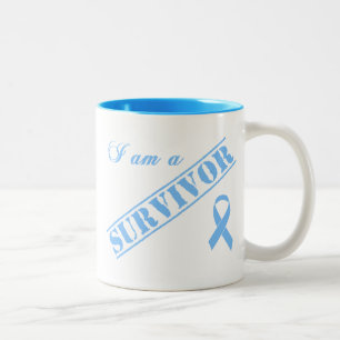Caneca De Café Em Dois Tons Eu sou um sobrevivente - luz - fita azul