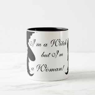 Caneca De Café Em Dois Tons Eu sou uma bruxa mas eu sou um Woman_mug