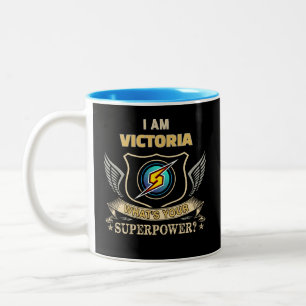 Caneca De Café Em Dois Tons Eu Sou VICTORIA Qual É Seu Superpoder