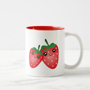 Caneca De Café Em Dois Tons Eu te amo baga bonito muita fruta da morango de