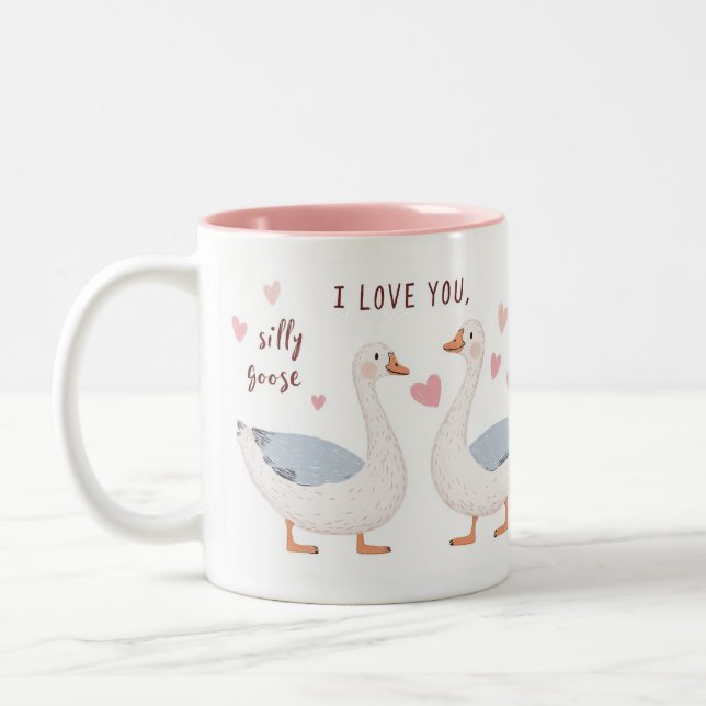 Caneca De Café Em Dois Tons Eu te amo, Bobo Goose - para alguém especial (Esquerda)