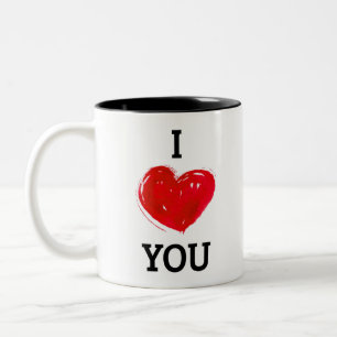 Caneca De Café Em Dois Tons Eu Te Amo Coração Vermelho Moderno Dia de os na