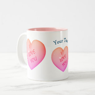 Caneca De Café Em Dois Tons Eu Te Amo Corações Rosa Personalizados