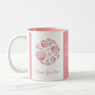 Caneca De Café Em Dois Tons Eu te amo dia das mães branco cor-de-rosa da mam