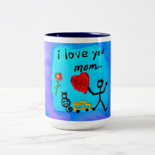 Caneca De Café Em Dois Tons Eu Te Amo Mãe
