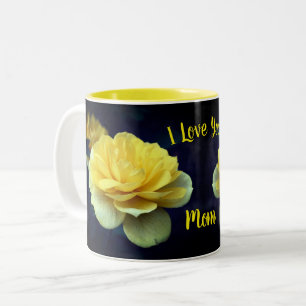 Caneca De Café Em Dois Tons Eu Te Amo Mãe Flor De Rosa Amarelo