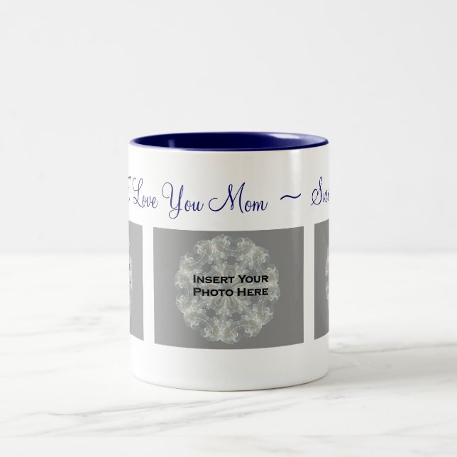 Caneca De Café Em Dois Tons Eu Te Amo, Mãe Foto Personalizada (Centro)