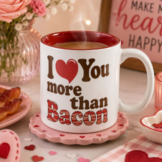 Caneca De Café Em Dois Tons Eu Te Amo Mais Que Bacon