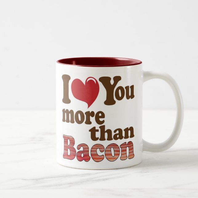 Caneca De Café Em Dois Tons Eu Te Amo Mais Que Bacon (Direita)