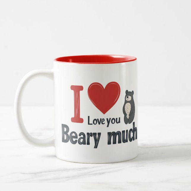 Caneca De Café Em Dois Tons Eu te amo muito, Beary (Esquerda)