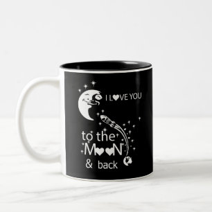 Caneca De Café Em Dois Tons Eu te amo na lua e de volta -